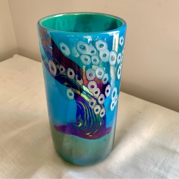 Robert Held Art Glass Vase Iridescent Freeform Vintage 1981 Calgary - Picture 5 of 9